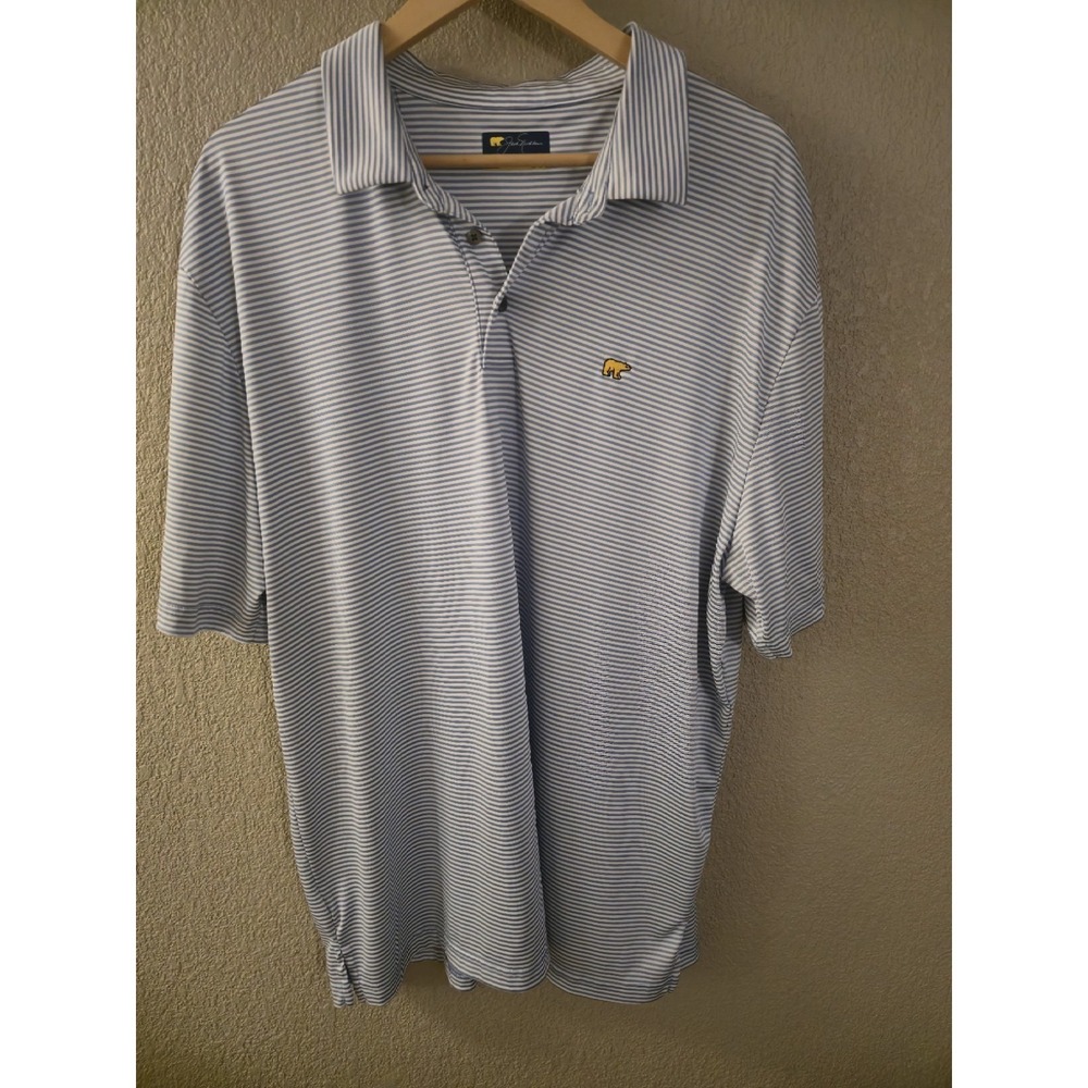 Jack Nicklaus blue white striped polo XL